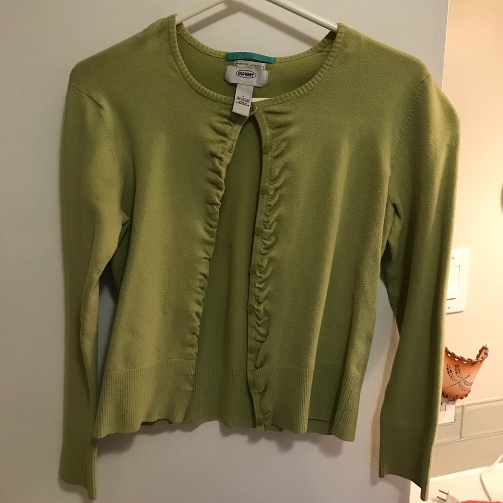 Large green cardigan